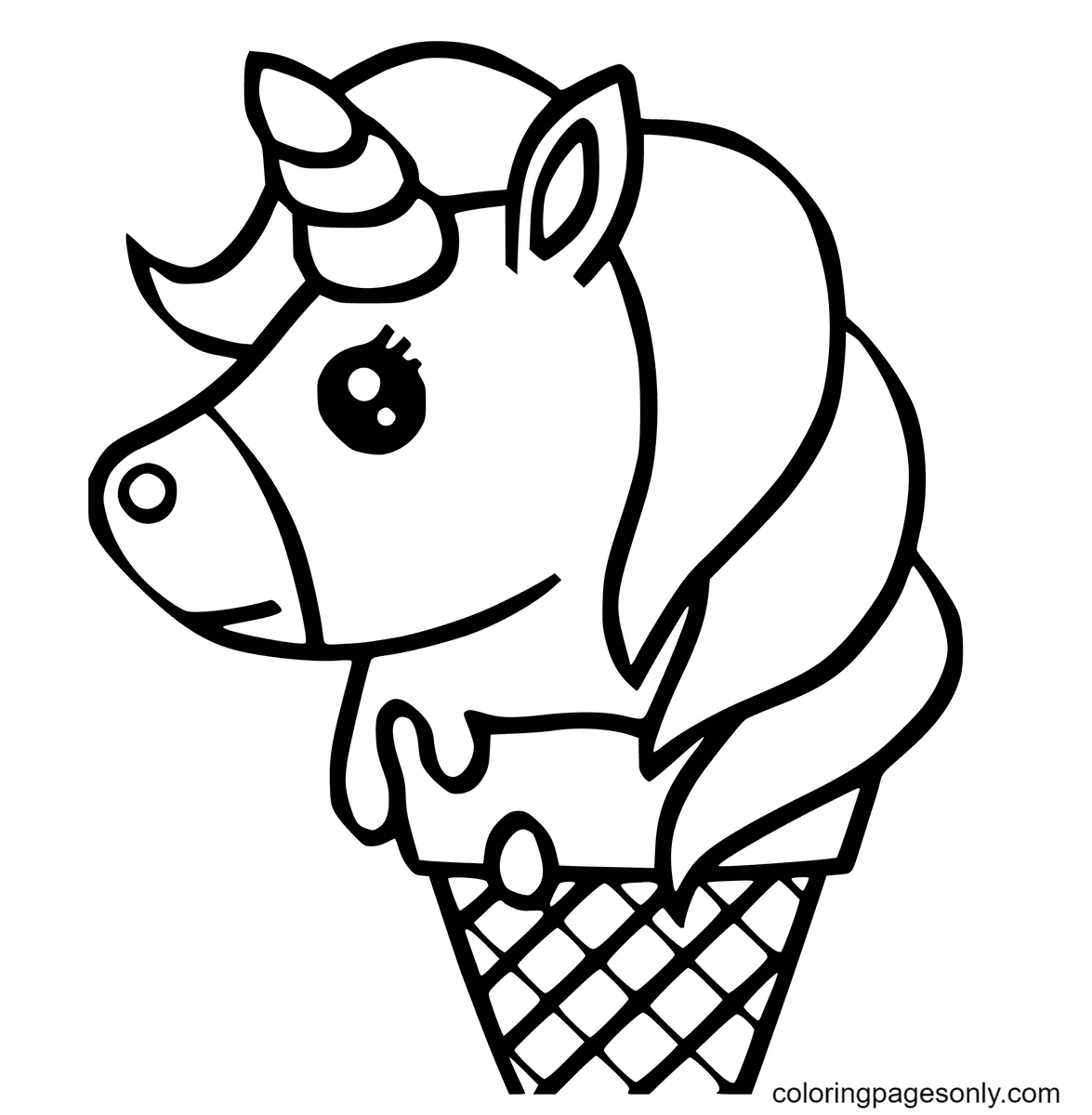 Cute Unicorn Ice Cream Kawaii Coloring Pages - Kawaii Coloring Pages - Coloring  Pages For Kids And Adults