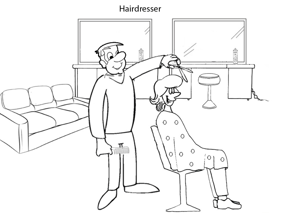 Activities For Kids - Hairdresser - Colouring Pages