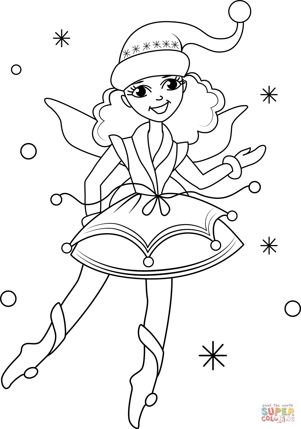 Christmas Fairy coloring page | Free Printable Coloring Pages