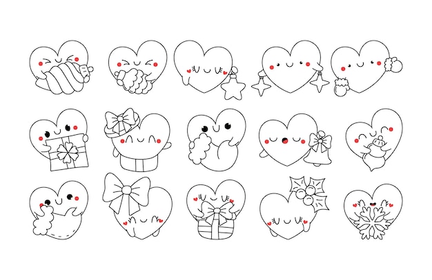 kawaii christmas heart coloring page ...