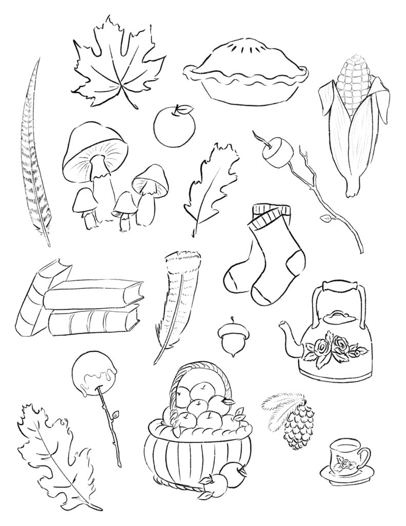 FREE Autumn Printable Stickers and Coloring Page - Cottage Chronicles