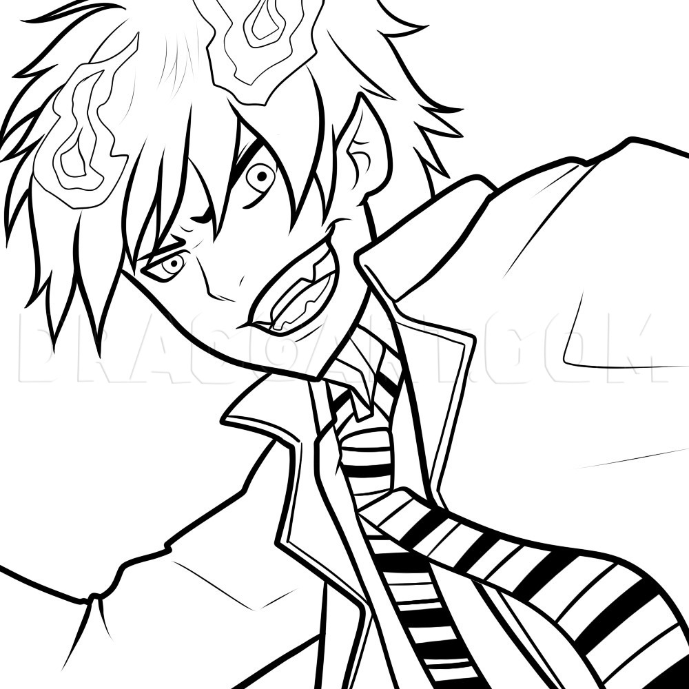 How to Draw Rin, Blue Exorcist, Rin, Coloring Page, Trace Drawing