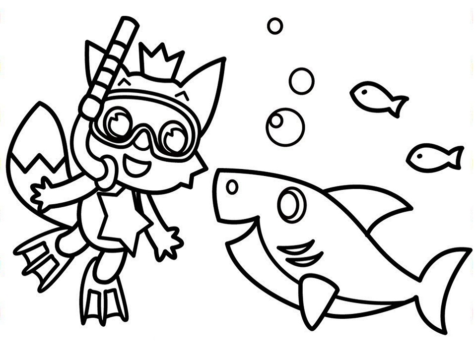 Pinkfong and Baby Shark Coloring Page - Free Printable Coloring Pages for  Kids