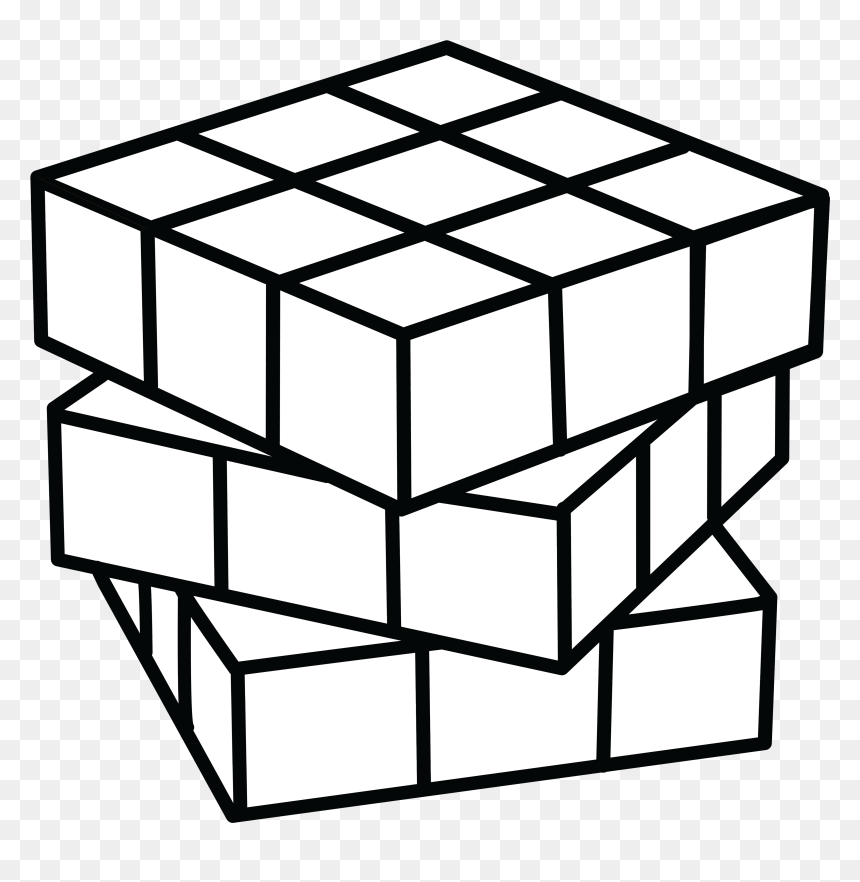 Cube Clipart Coloring Page - Rubix Cube Clipart Black And White, HD Png  Download - vhv