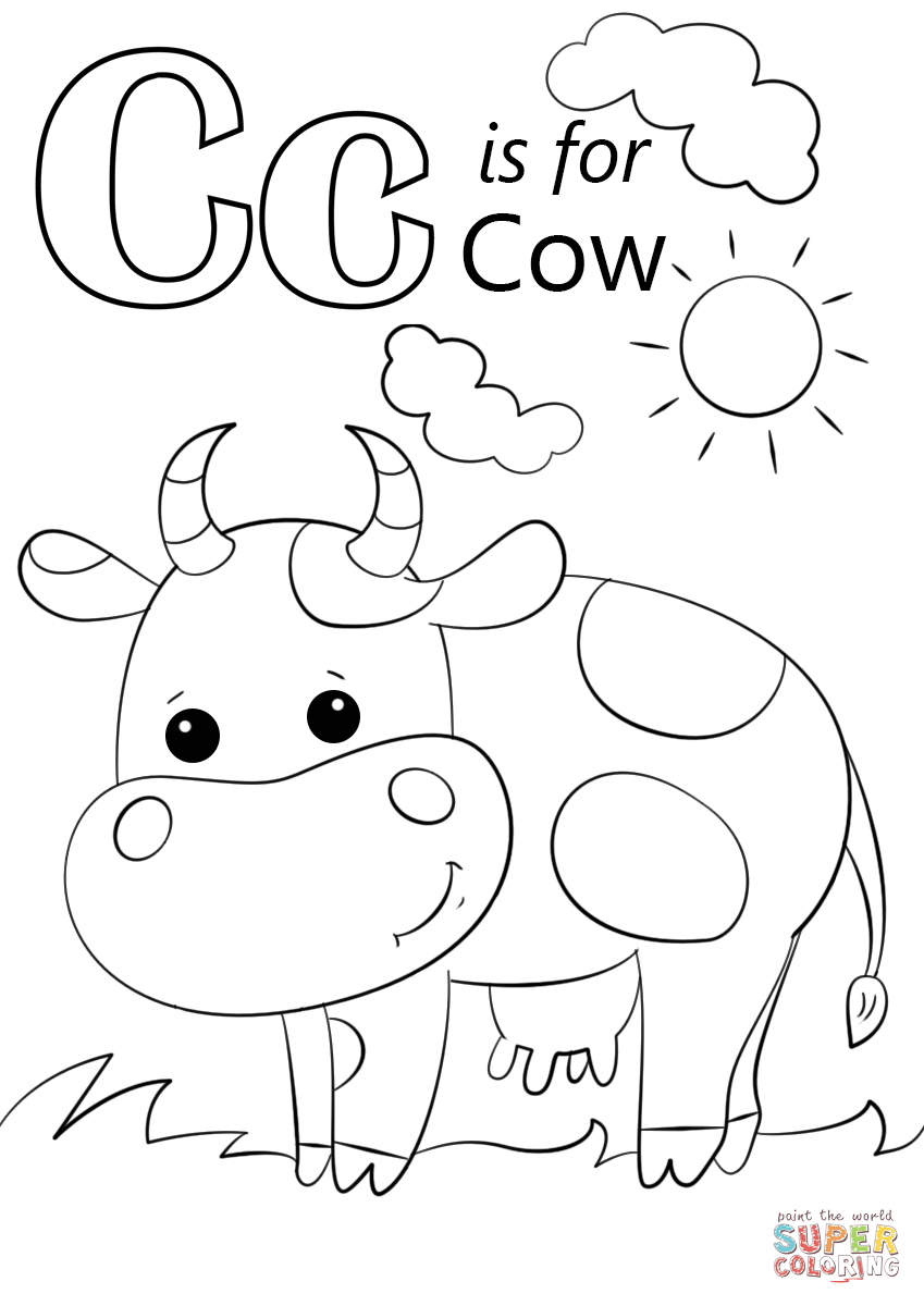 Letter C is for Cow | Super Coloring | Abc coloring pages, Abc coloring, Letter  c coloring pages