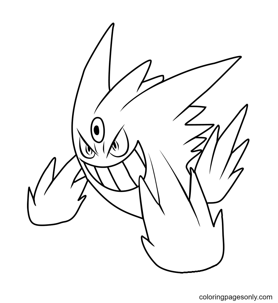 Mega Gengar Characters Coloring Pages - Gengar Coloring Pages - Coloring  Pages For Kids And Adults