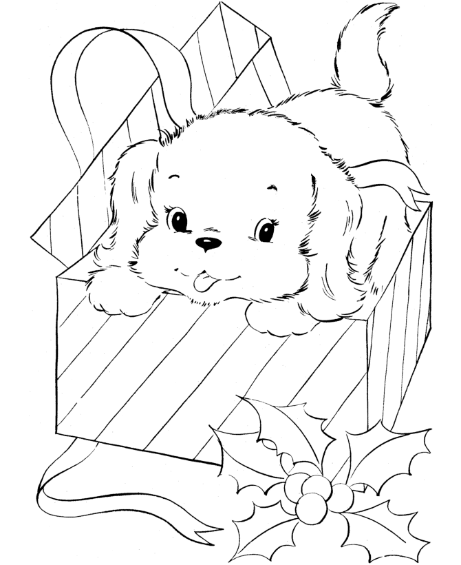 Puppy for Christmas Present Coloring Page | Puppy coloring pages, Disney coloring  pages, Christmas present coloring pages