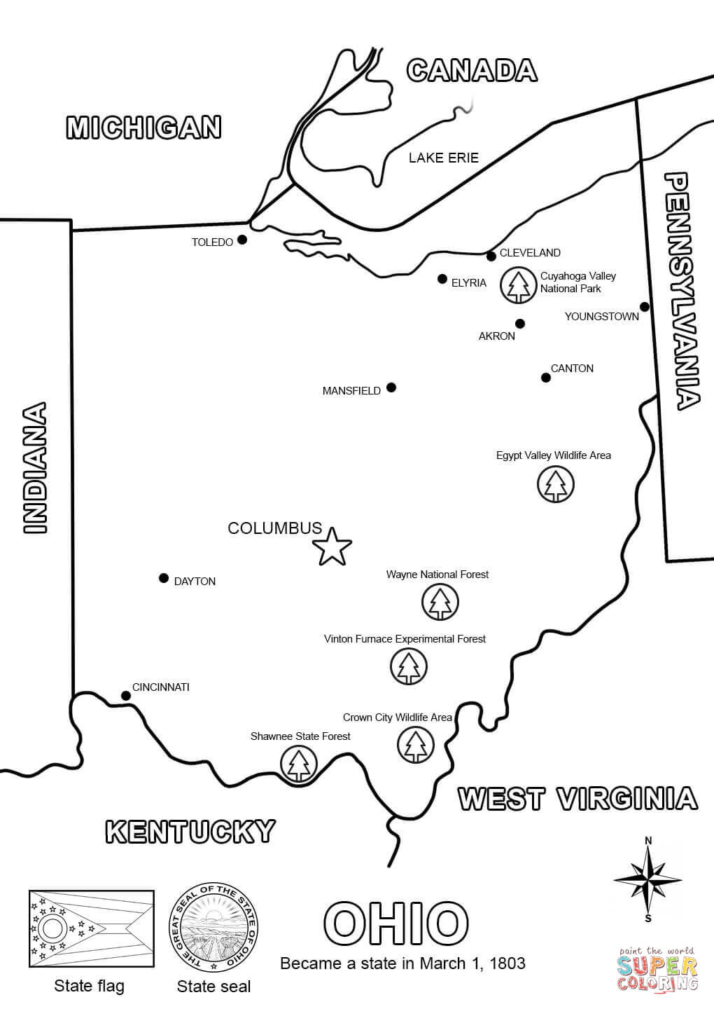 Ohio Map coloring page | Free Printable Coloring Pages
