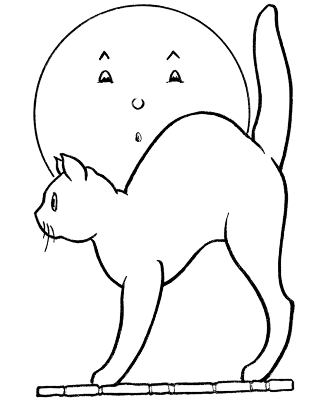 Scary Halloween Coloring Page - Halloween Scary Cat - Free 