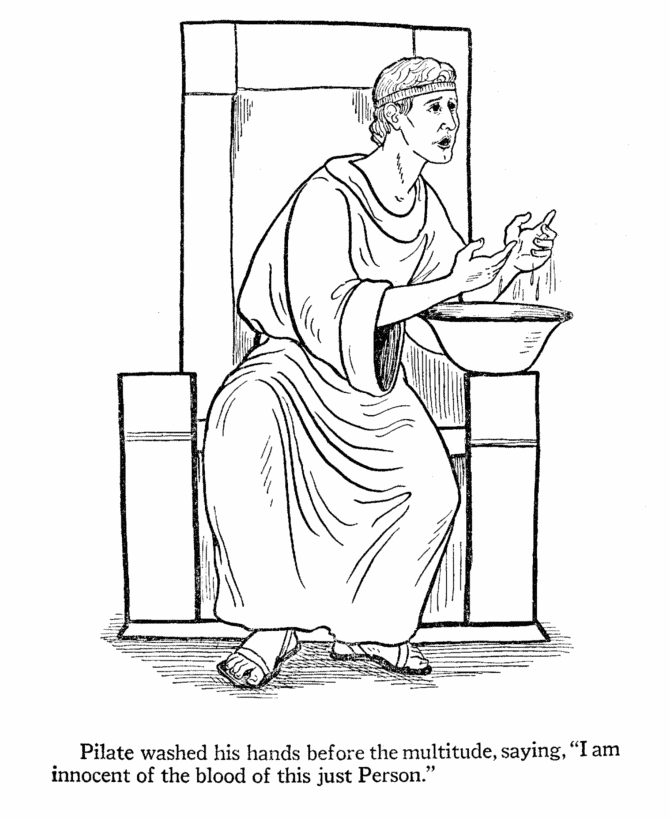 Bible Easter Coloring Pages - Bluebonkers 4 | Pilate washing his 
