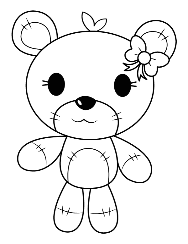 Printable Teddy Bear With Hair Bow ...
