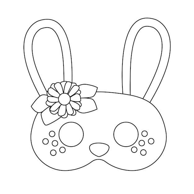 Coloring of a cute cartoon rabbit mask ...