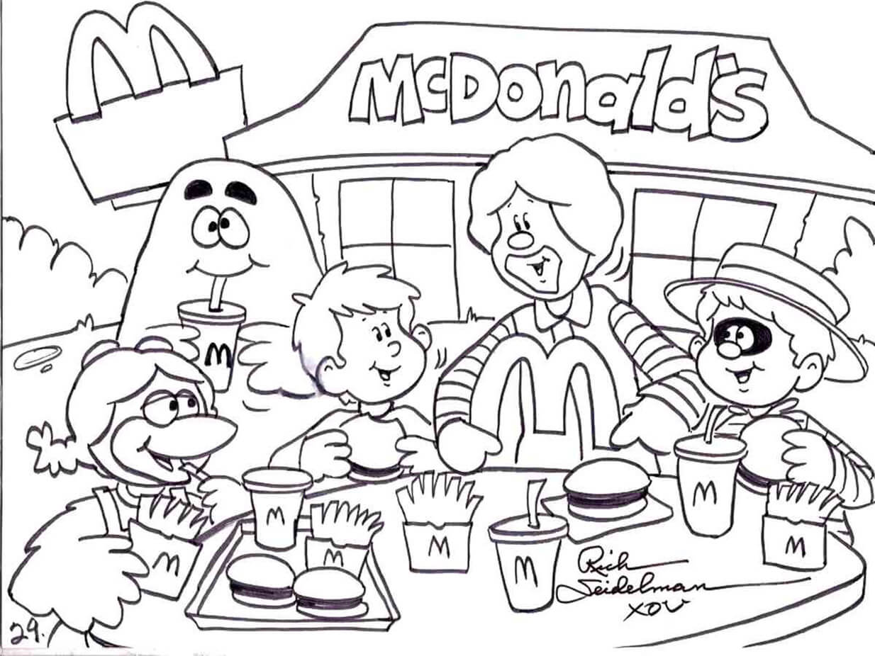 Grimace and Friends are eating Mc Donald coloring page - Download, Print or  Color Online for Free