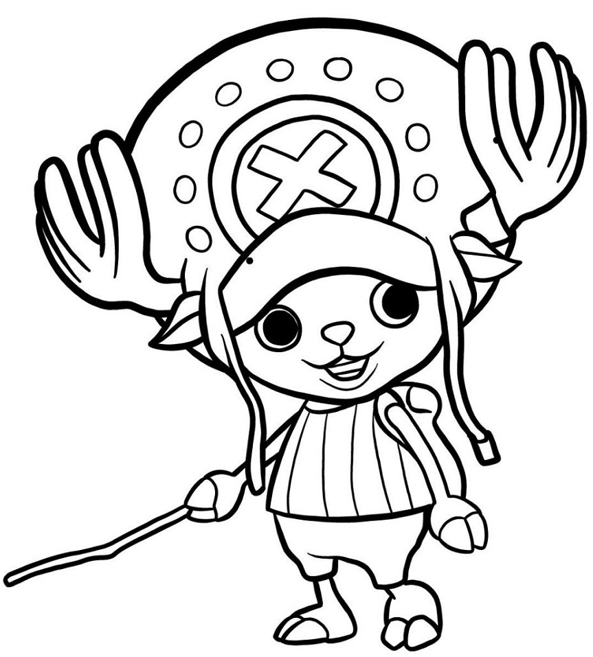 Chopper with a Stick Coloring Page - Free Printable Coloring Pages for Kids