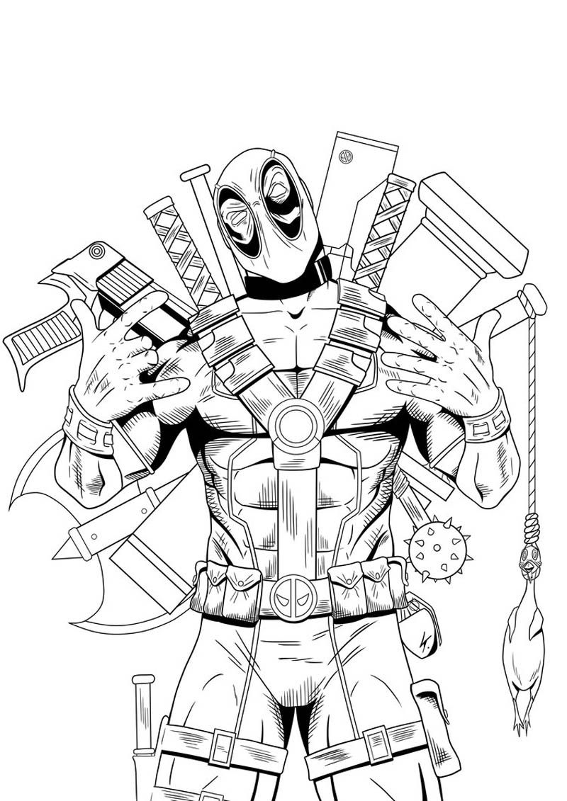 Deadpool Coloring Pages Printable - AZ Coloring Pages | Marvel coloring,  Cartoon coloring pages, Spiderman coloring