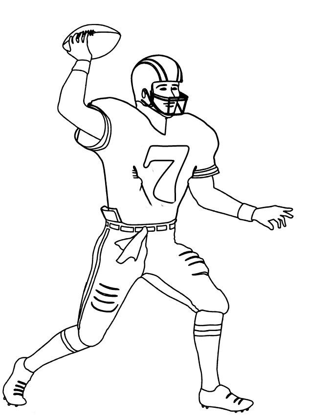 NFL Football Player Number 7 Coloring For Kids - Football Coloring ...