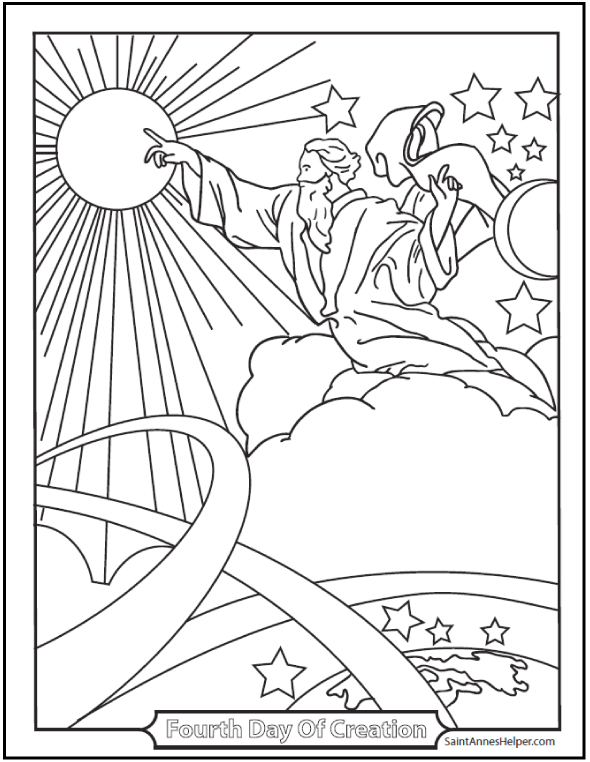 Creation Coloring Pages God Made The Sun, Moon, And Stars ⭐
