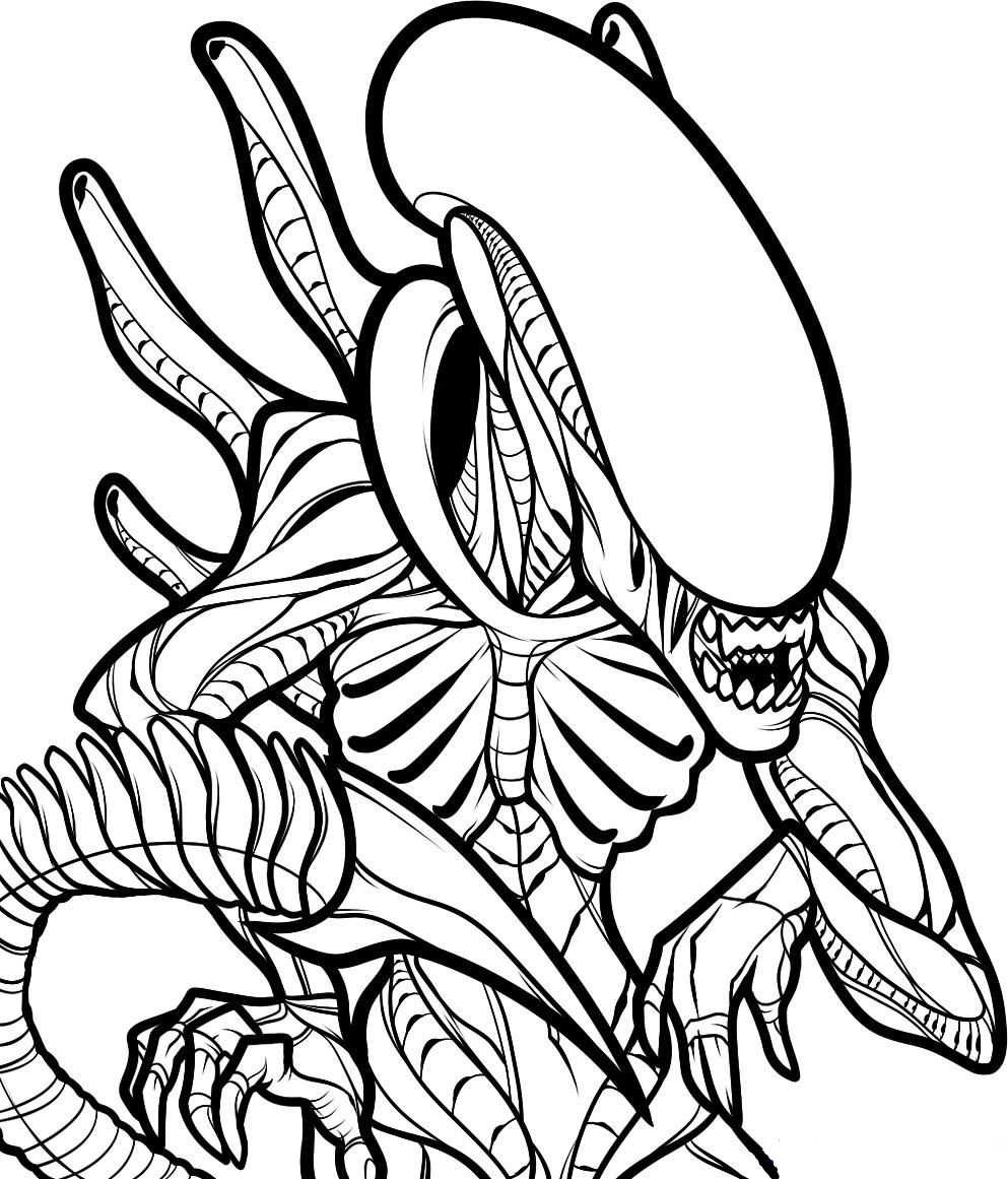 Alien Head Predator Coloring Pages - Free Printable Coloring Pages for Kids