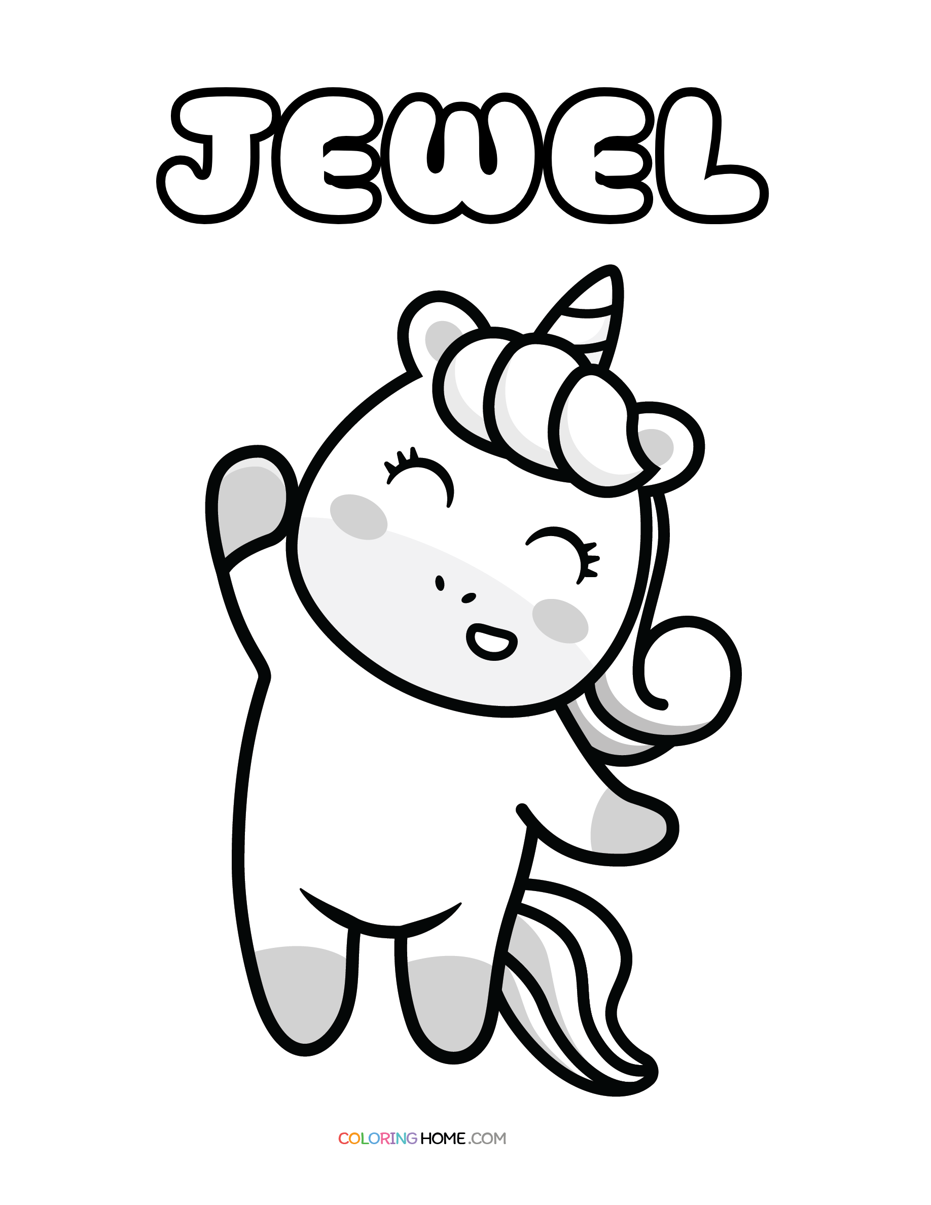 Jewel unicorn coloring page