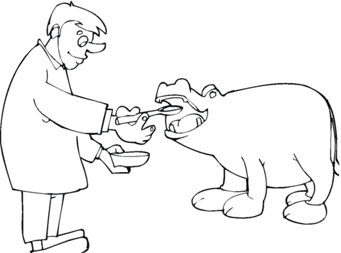 The Doctor Gives Hippopotamus Medicine ...supercoloring.com