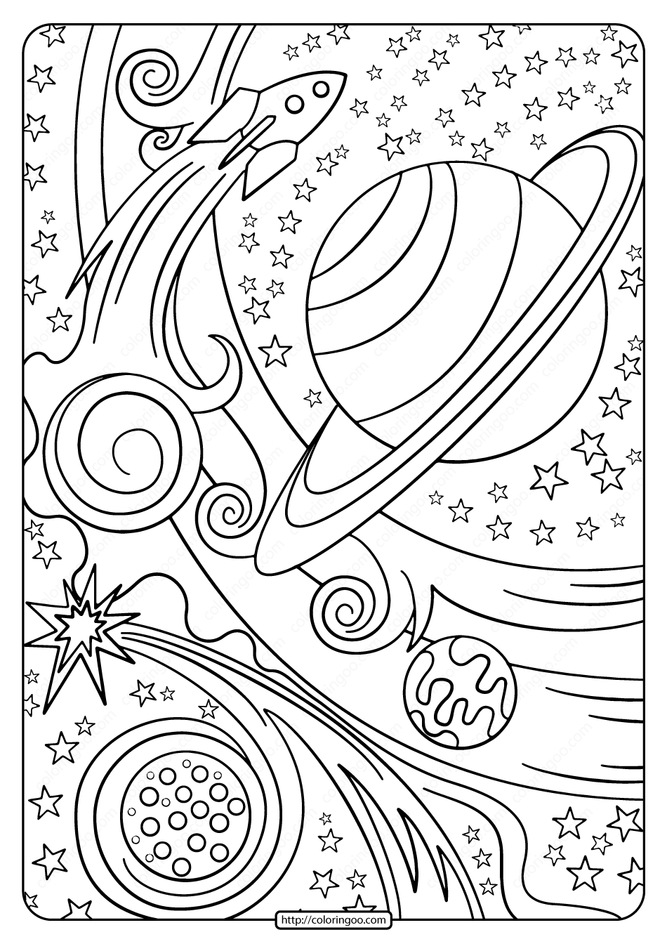 Free Printable Rocket and Planets Pdf ...coloringoo.com