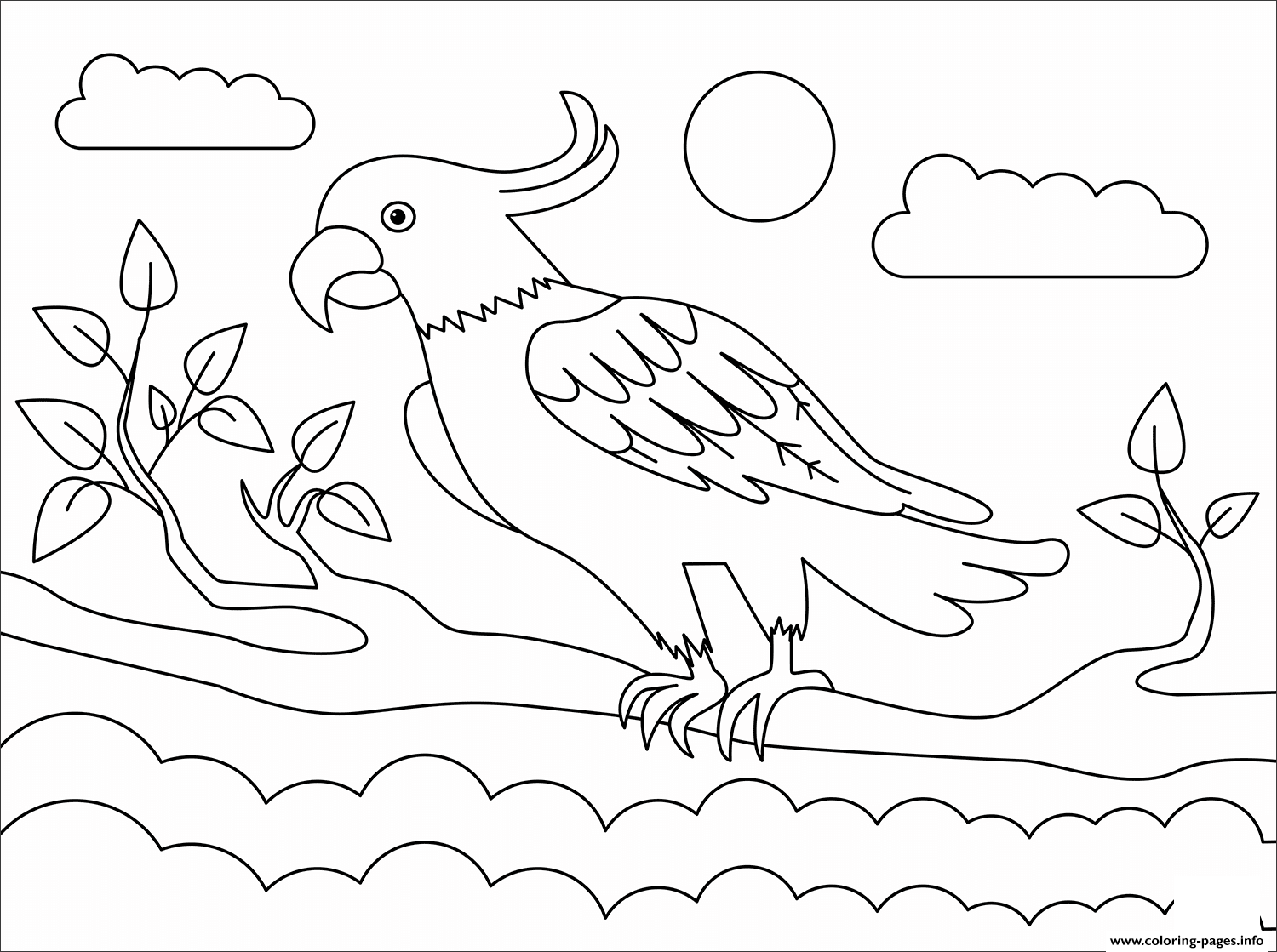 Cockatoo Animal Simple Coloring Pages Printable