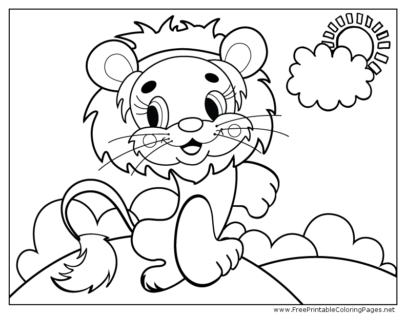 Download Cute Lion Coloring Page | Coloring Wizards
