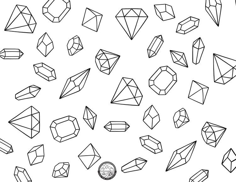 Gems Coloring Page | Coloring pages, Gem drawing, Gems print