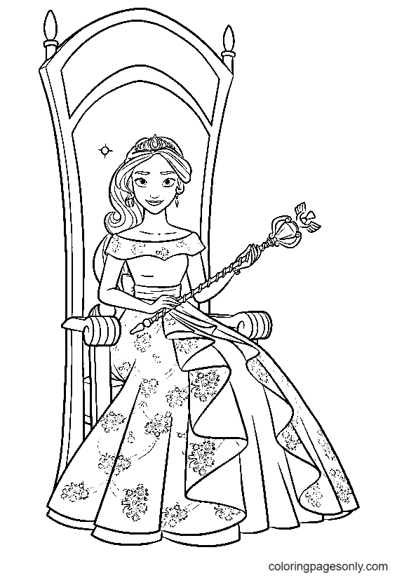 Princess Elena Sits on the Throne Coloring Pages - Elena of Avalor Coloring  Pages - Coloring Pages For Kids And Adults