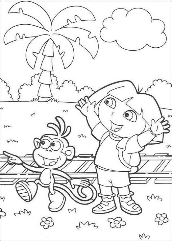 Dora, Boots And Map Dora The Explorer Coloring Page - Animal ...