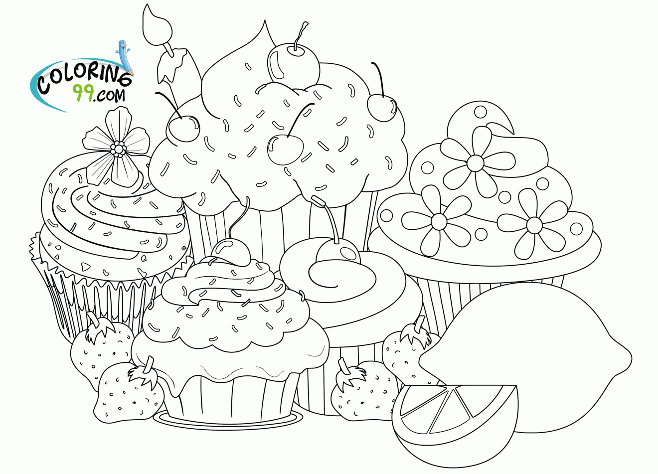 Cartoon Coloring Pages Cute Cupcakes - Coloring Pages For All Ages