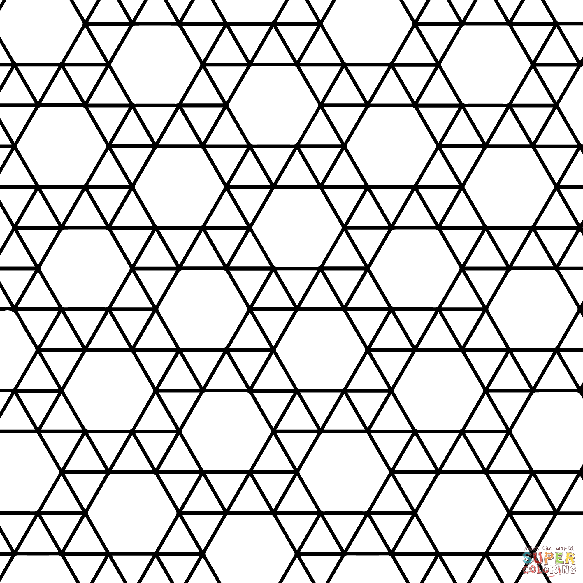 Tessellation with Triangle and Hexagon coloring page | Free ...