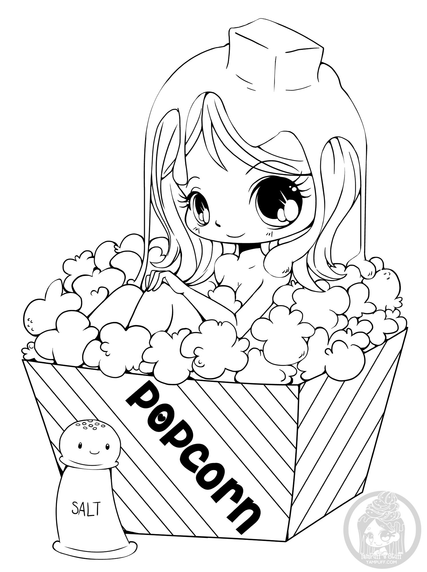 Popcorn girl - Return to childhood Adult Coloring Pages