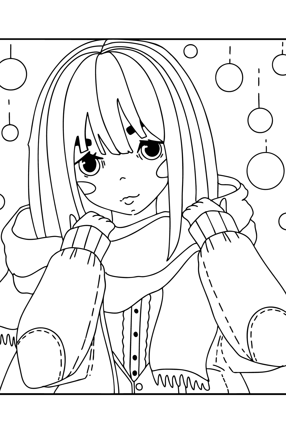 Cool anime girl coloring page ♥ Online and Print for Free!