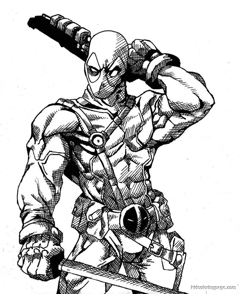Marvel Deadpool printable coloring page
