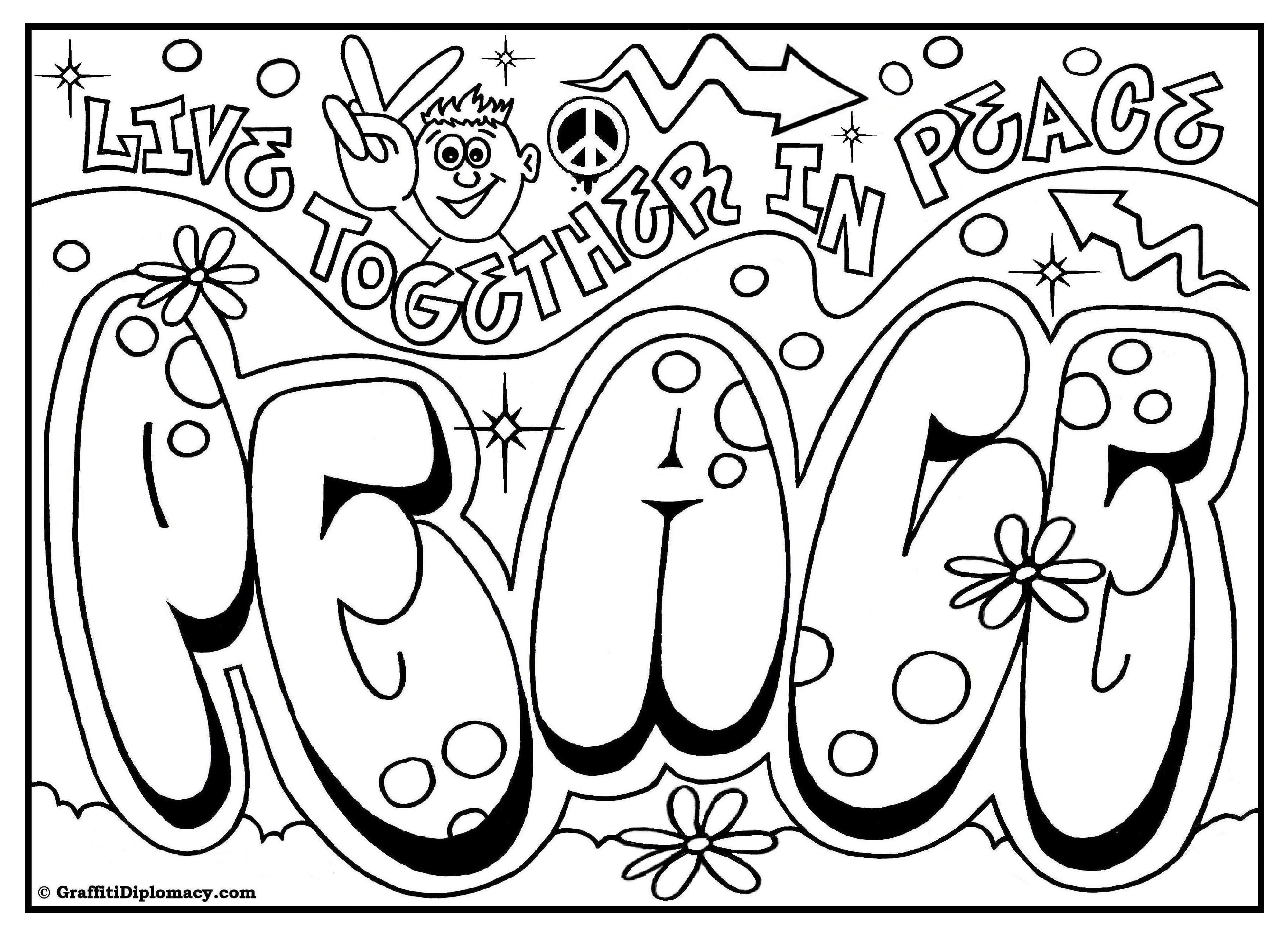 Cool Coloring Book Pages #10 - Free Printable Graffiti Coloring ...