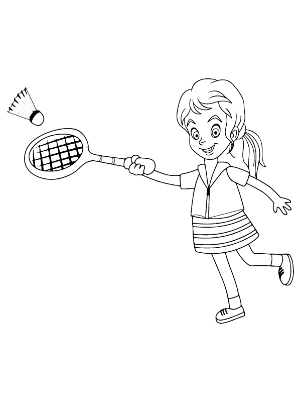 Badminton Athlete Coloring Page - Free Printable Coloring Pages for Kids