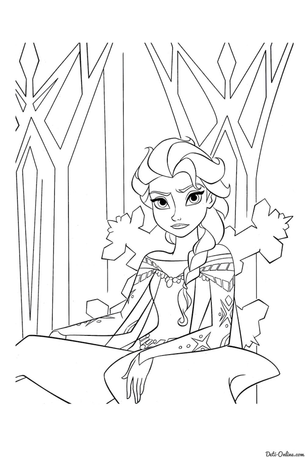 Unhappy Elsa Coloring Page - Free Printable Coloring Pages for Kids