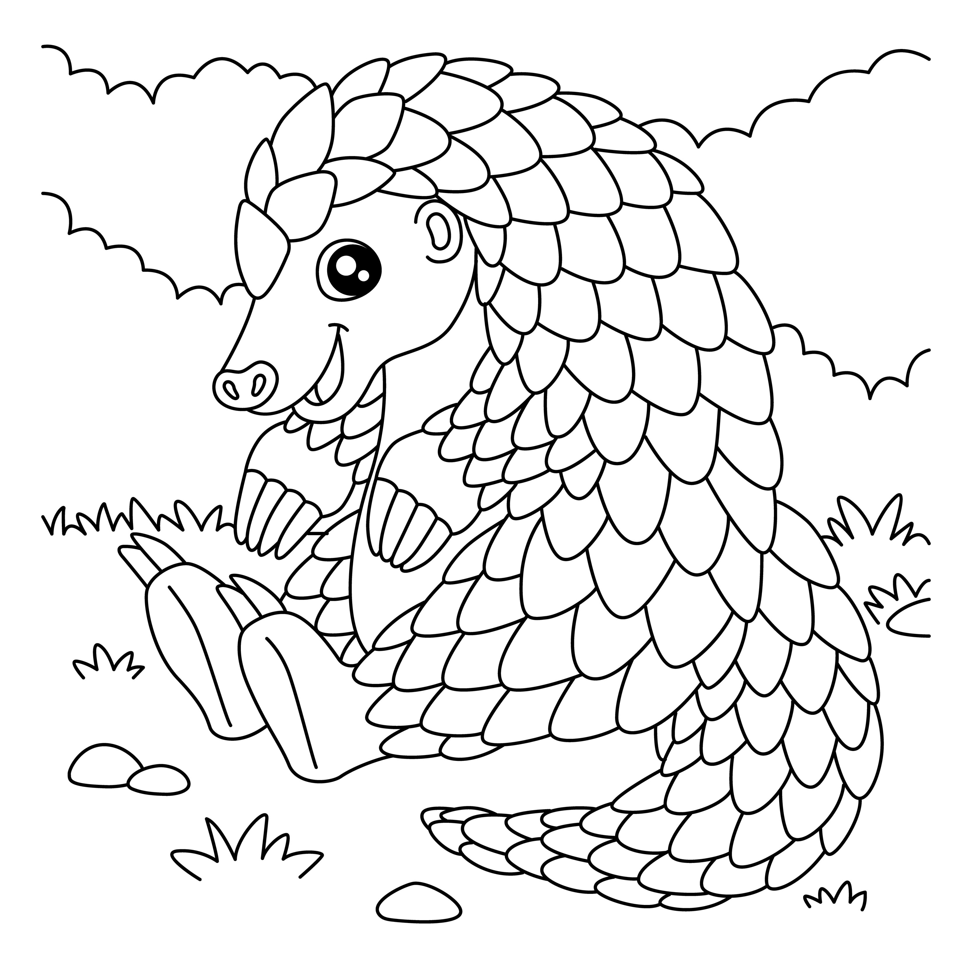 Pangolin Coloring Page for Kids 5073752 Vector Art at Vecteezy