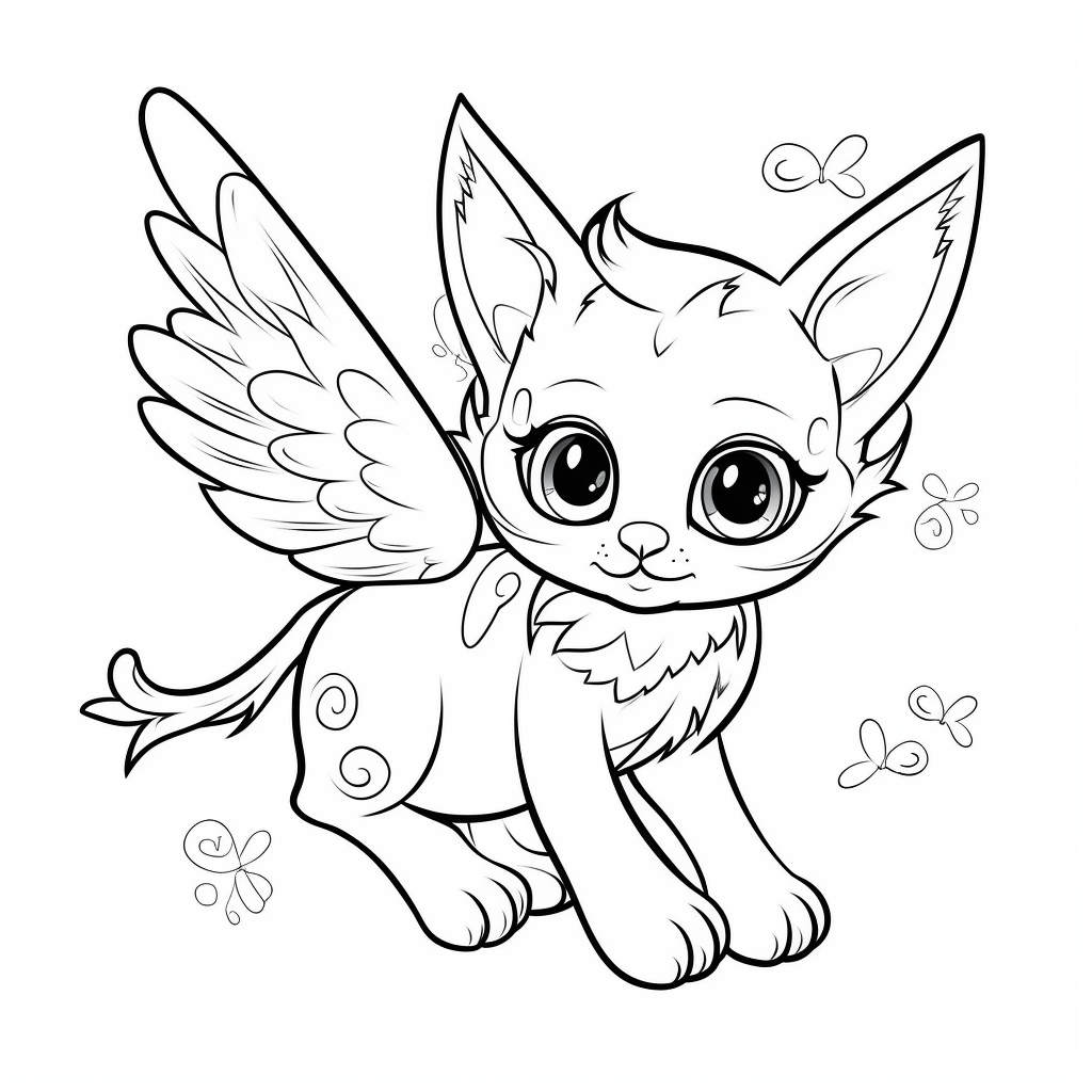 Cats With Wings Coloring Pages - Coloring Nation