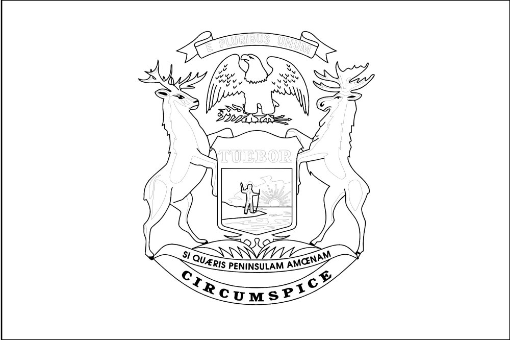 FREE Printable Michigan State Flag & color book pages | 8½ x 11