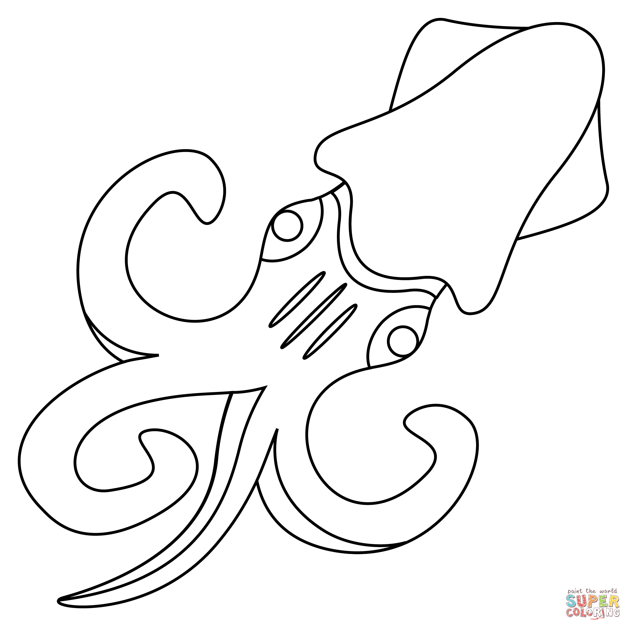 Squid coloring page | Free Printable Coloring Pages