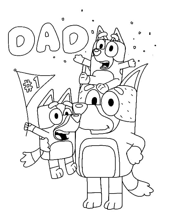 Bluey, Bingo and Dad coloring page ...
