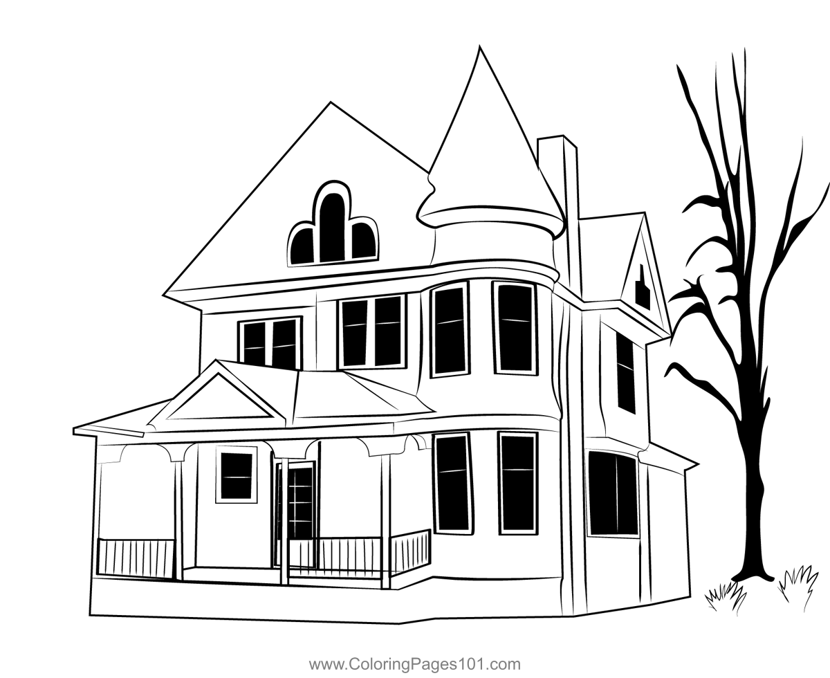 Haunted House 7 Coloring Page for Kids - Free Haunted Houses Printable Coloring  Pages Online for Kids - ColoringPages101.com | Coloring Pages for Kids