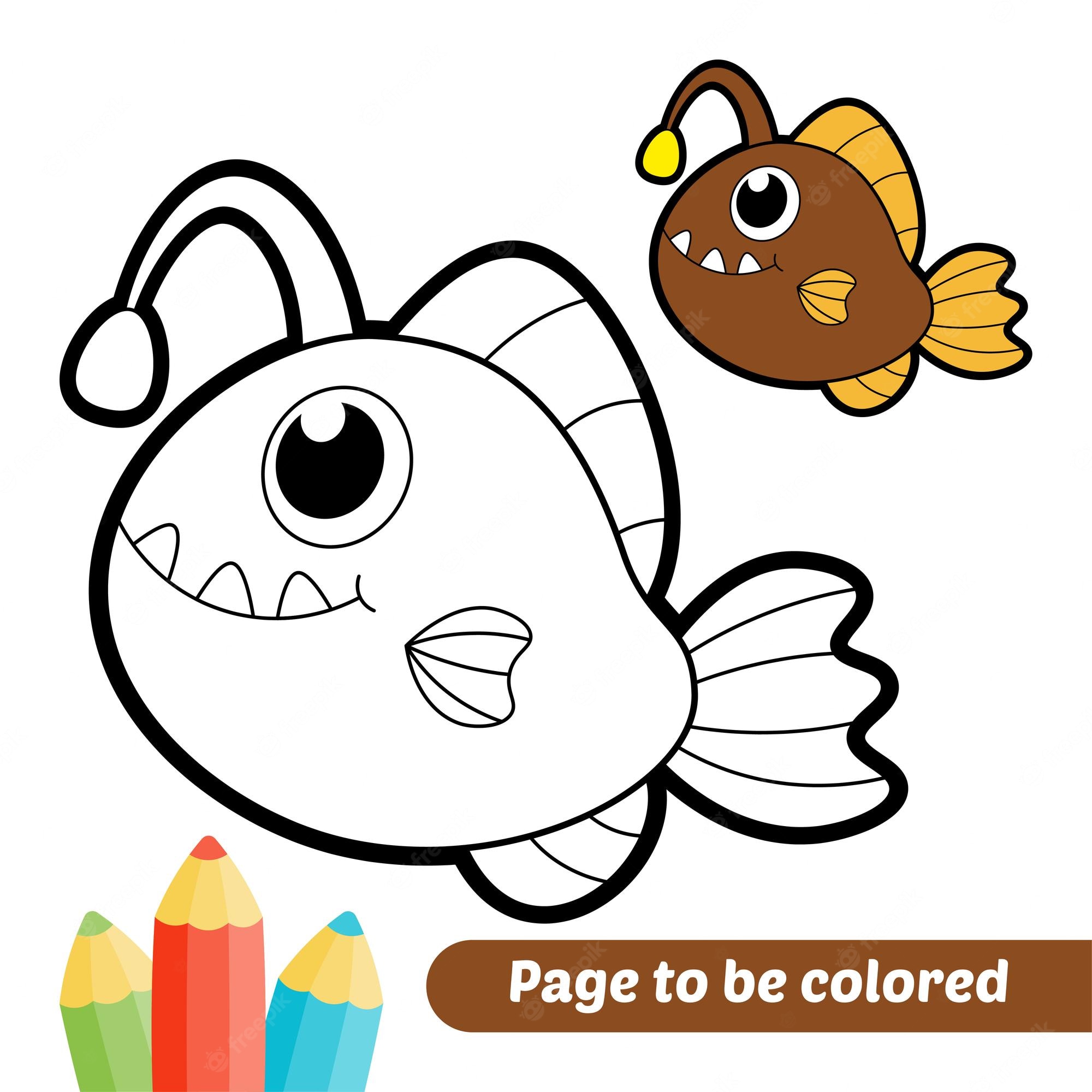 Premium Vector | Coloring book for kids angler fish vector