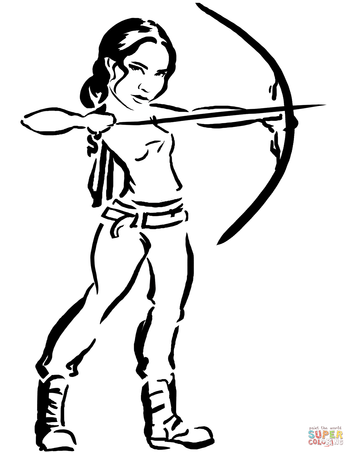 Katniss from Hunger Games coloring page | Free Printable Coloring Pages