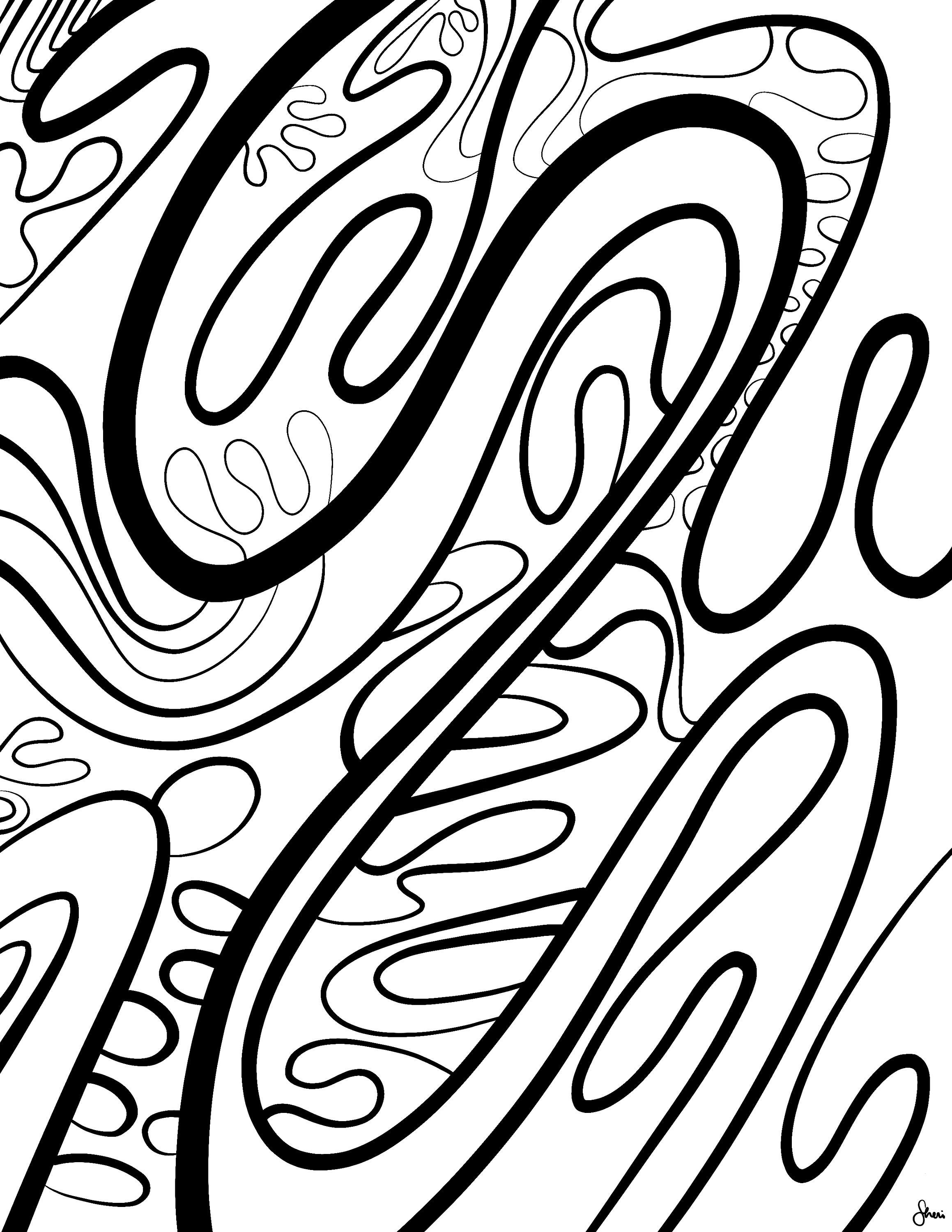 Groovy Abstract Coloring Page for Adults or Kids Instant - Etsy