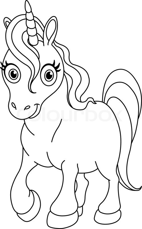Outlined coloring page cute unicorn | Stock vector | Colourbox