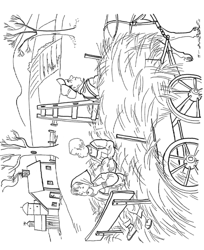 Bluebonkers : Fall Coloring Sheets - Fall Hay Ride