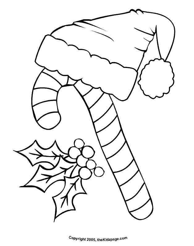 Candy Cane Free Coloring Pages for Kids - Printable Colouring Sheets